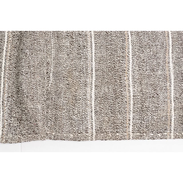 Mid 20th Century Natural Oushak Stripe Kilim Rug For Sale - Image 6 of 10