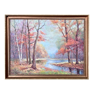 Robert Wood ‘55 Landscape Oil Painting- Framed For Sale