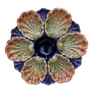 Very Rare French Majolica Oyster Plate Fives Lille, Circa 1890 For Sale