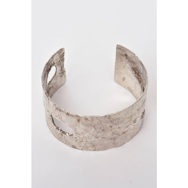 Silver Vintage Italian Sterling Silver Cut Out Cuff Bracelet Signed 80's For Sale - Image 8 of 10