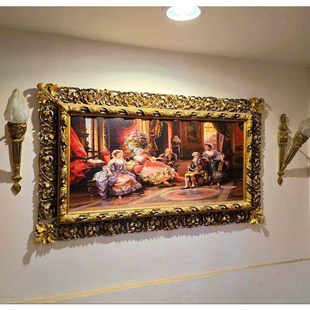 Celebrate the elegance of a bygone era with this magnificent French Rococo wall art, featuring a beautifully detailed...