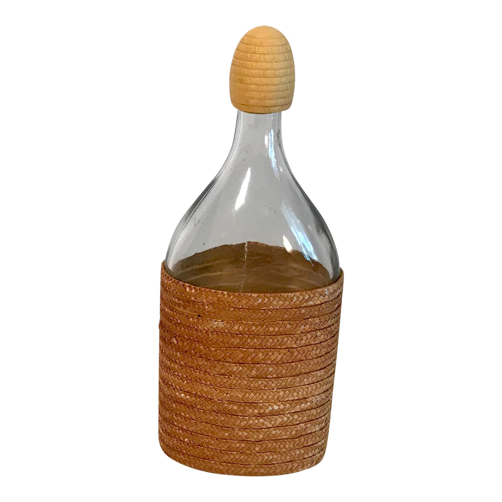 Vintage Woven Liquor Bottle Cover & Bottle Chairish