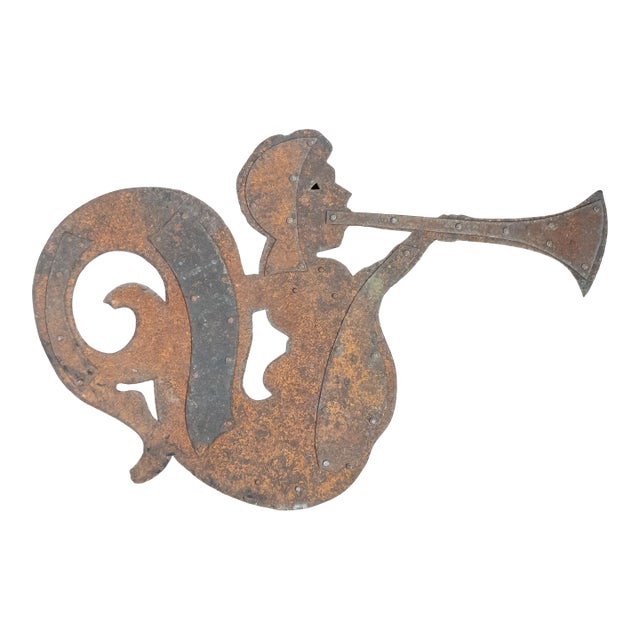 Early 20th Century Primitive Folk Art Sheet Metal Weathervane of Triton For Sale