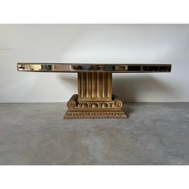 Grosfeld House Hollywood Regency Carved Wood Column Base Rectangular Coffee Table For Sale - Image 11 of 12