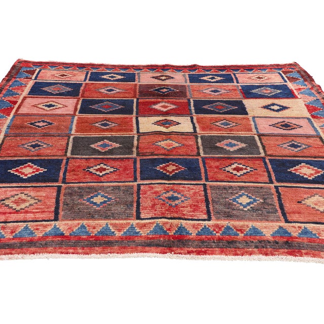 Mid-Century Modern Vintage Persian Lori Checkerboard Rug - 05'05 X 06'02 For Sale - Image 3 of 9