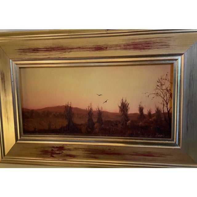 1990s 1990s Original William R. Davis Oil Painting, Landscape at Sunset, Luminous! For Sale - Image 5 of 9