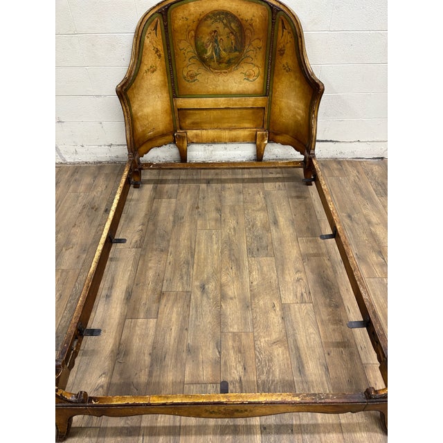 Antique Three Quarter Size French Louis XV Vernis Martin Style Bed For Sale - Image 10 of 14