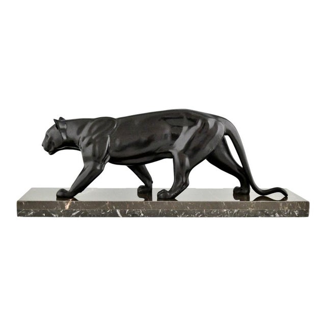 1930s M. Leducq, Art Deco Panther, 1930, Metal on Marble Base For Sale - Image 5 of 11
