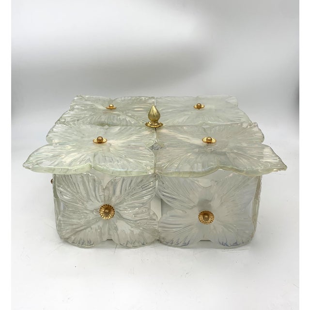 Metal Vintage Wall Light with Murano Flowers by Seguso A.V., 1960 For Sale - Image 7 of 9