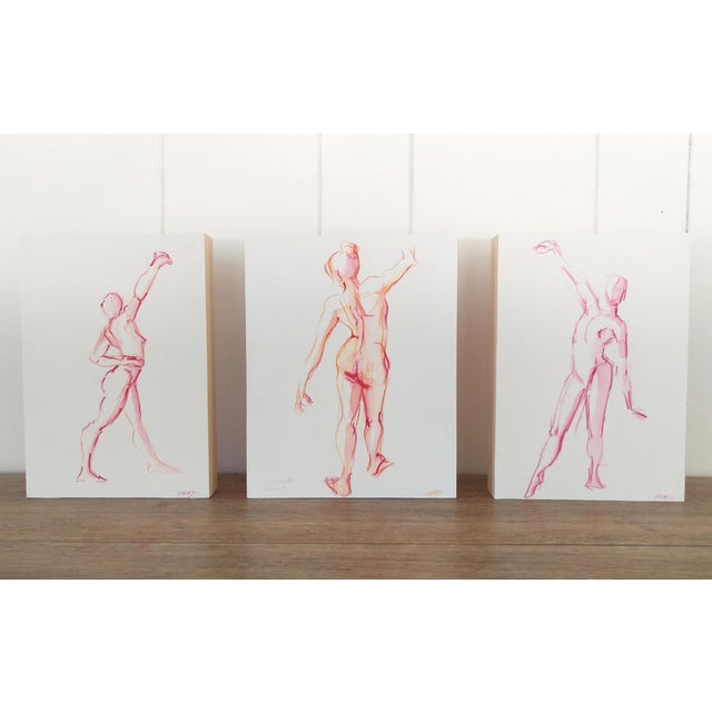 Original Nude Figure Watercolor "Red Twist Dancer" by Michelle Arnold Paine For Sale - Image 4 of 6