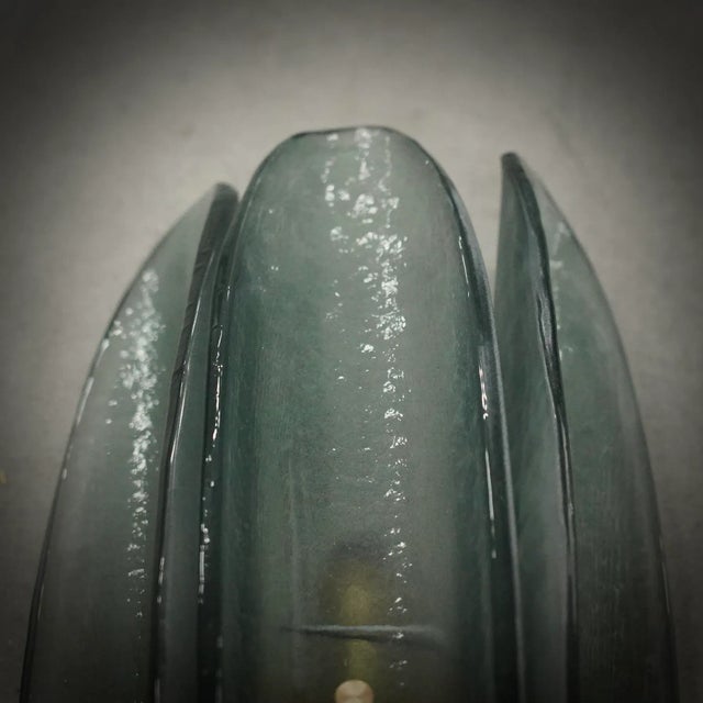 Mid-Century Modern Italian Murano Glass Teal Color Wall Light For Sale - Image 3 of 8