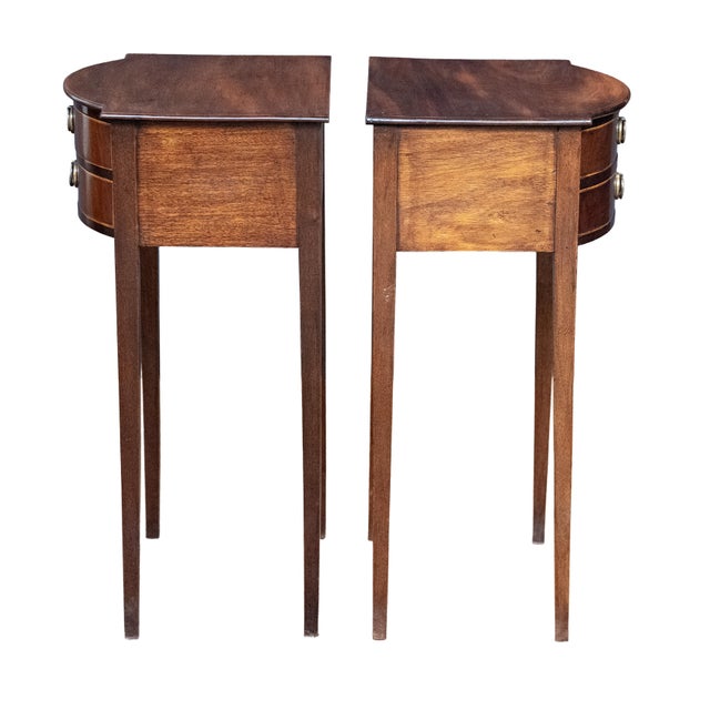 Wood French Bowfront Nightstands or Bedside Tables of Patinated Walnut - Sold as Pair For Sale - Image 7 of 11