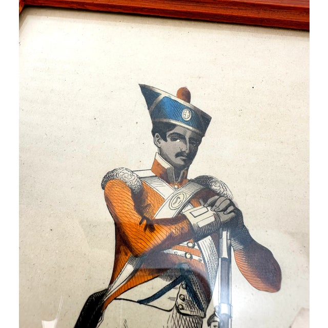 Rustic European Vintage Italian Framed Antique Prints of Soldiers, a Pair For Sale - Image 3 of 11