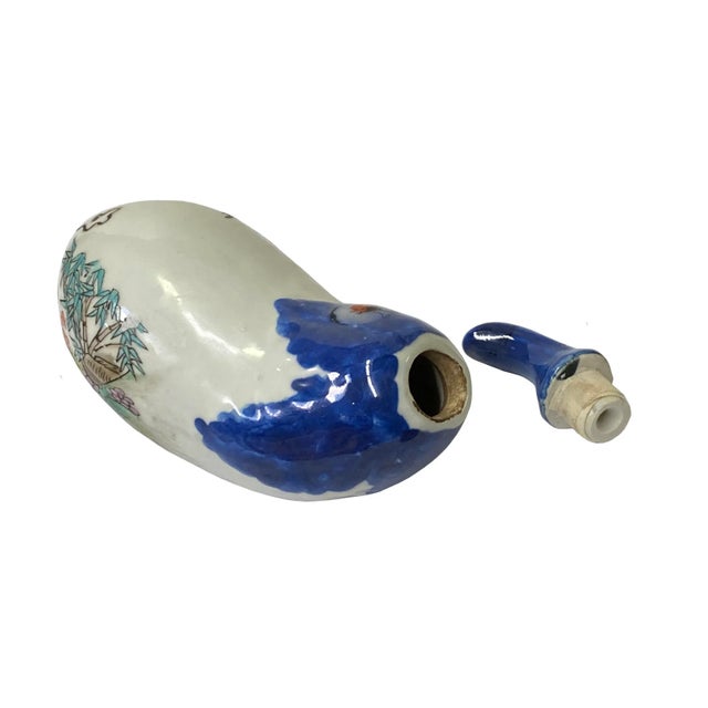2000 - 2009 Chinese Porcelain Eggplant Shape Bottle Display Snuff Bottle For Sale - Image 5 of 7
