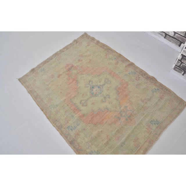 Handmade wool carpet in Turkish Anatolia , Vintage Oushak Rug,Turkish Vintage Anatolian Rug, Handmade wool Rug . One Of...