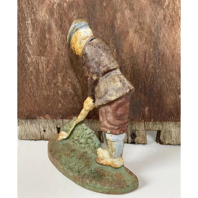 1940s Original Painted Door Stop of Golf Player in Cast Iron, 1940s For Sale - Image 5 of 12