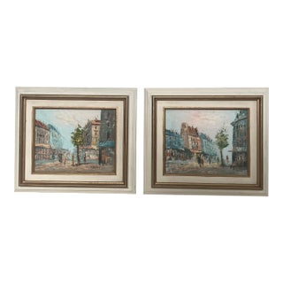 1950s Pair of Framed Caroline Burnett Parisian Street Scenes For Sale