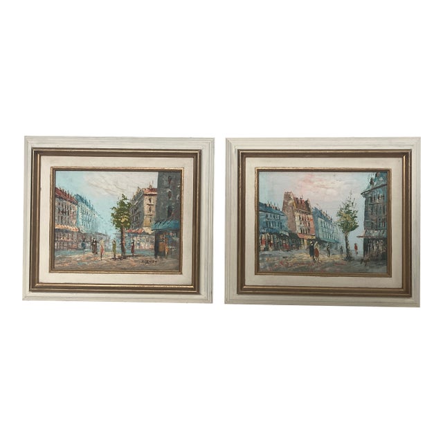 1950s Pair of Framed Caroline Burnett Parisian Street Scenes For Sale