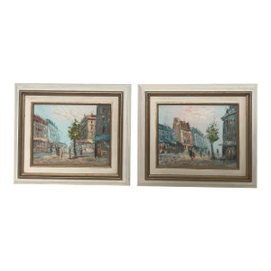 1950s Pair of Framed Caroline Burnett Parisian Street Scenes