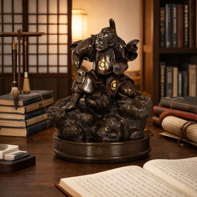 PATINATED AND PARCEL-SILVERED AND GILDED BRONZE OKIMONO OF A SAMURAI WARRIOR Japan, Meiji period, probably late 19th...