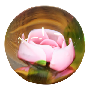 Art Glass Pink Rose Paperweight