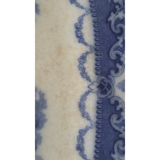 Antique Doulton Burslem Watteau Flow Blue Platter, Circa 1890 For Sale - Image 13 of 18