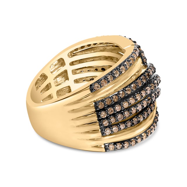 Imbued with the warmth of 10K yellow gold plating over sublime .925 sterling silver, this captivating ring presents a...