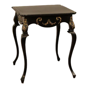 Vintage Italian Florentine Style Black & Gilt Side Table