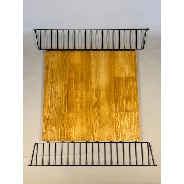 Floating Wall Shelf in Oak Veneer and Black Metal, 1960s For Sale - Image 9 of 14