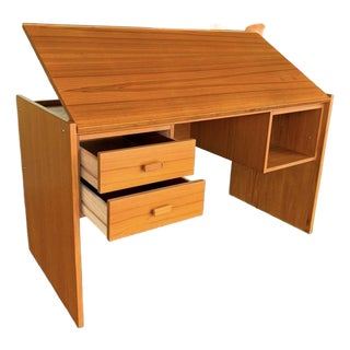 Danish Teak Drafting Desk For Sale