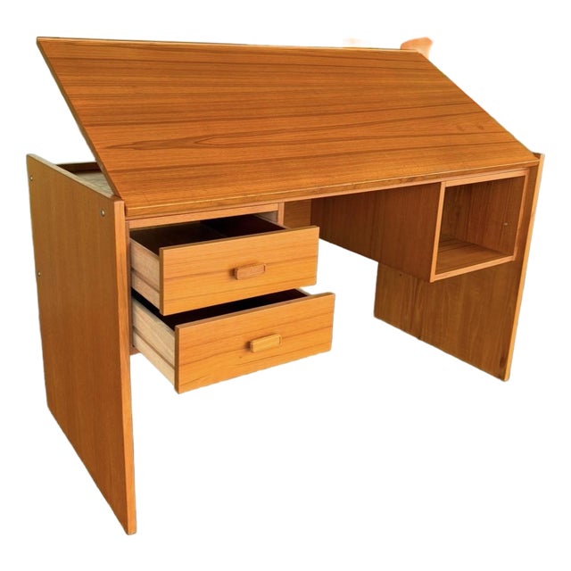 Danish Teak Drafting Desk For Sale
