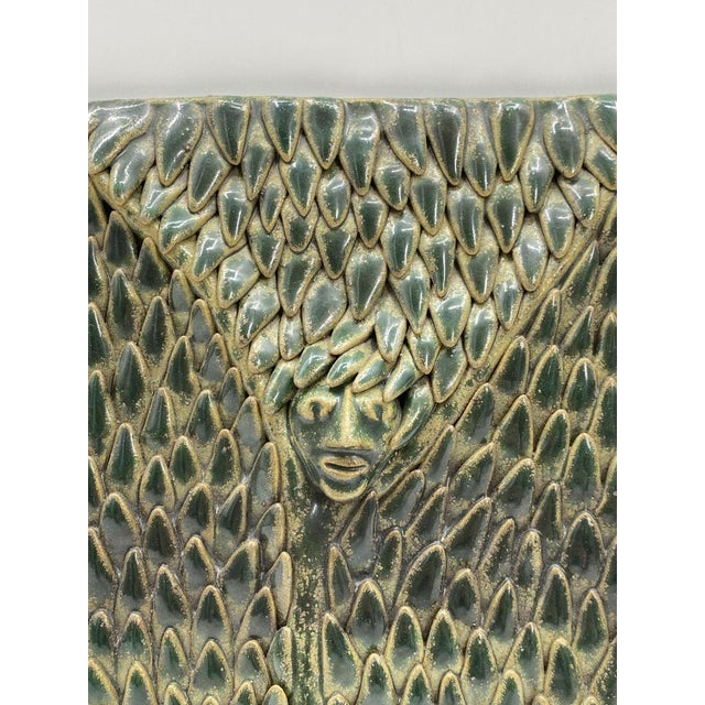 Ceramic Glazed Ceramic Mural with Scaly Leaf Structure, Germany, 1960s For Sale - Image 7 of 17