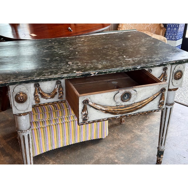 Early 19th Century Italian Painted Parcel Gilt Console With Fluted Legs For Sale - Image 10 of 15