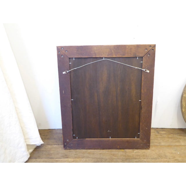 Neoclassical Vintage Oak Reeded Block Corner Mirror For Sale - Image 3 of 4