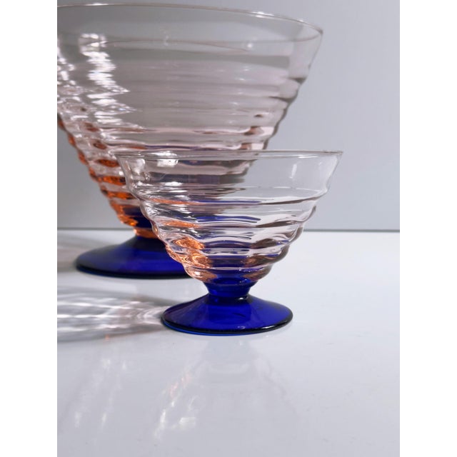 1930s Italian Art Deco Dessert Bowls / Coupes from Empoli, 1940s, Set of 7 For Sale - Image 5 of 7