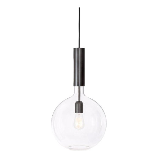 Rosdala Black Steel Clear Glass Hanging Lamp by Sabina Grubbeson for Konsthantverk For Sale