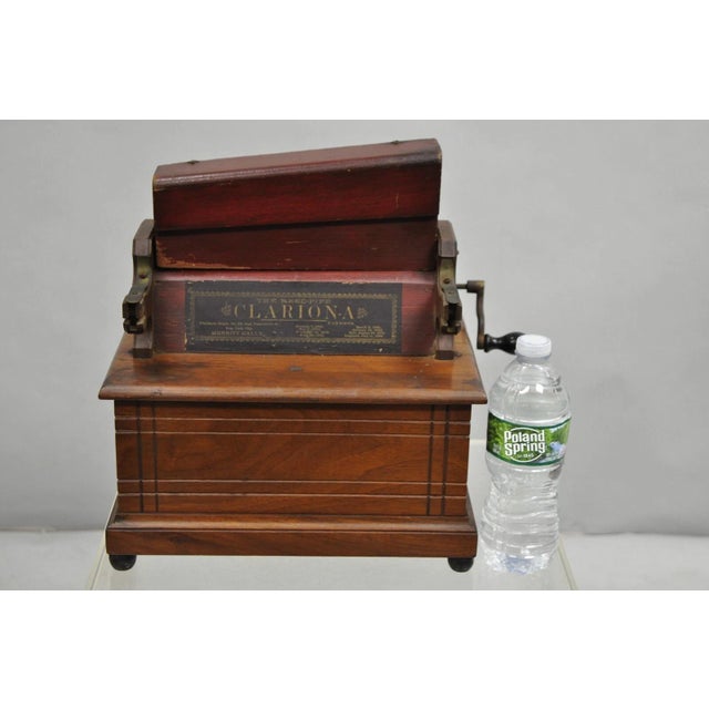 Antique Victorian Clariona Merritt Gally 14 Reed Pipe Organette Small Walnut Music Box. Circa Late 19th Century....