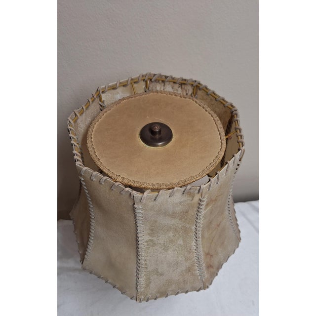 Rustic German Table Lamp with Oak Base, 1960s For Sale - Image 6 of 7