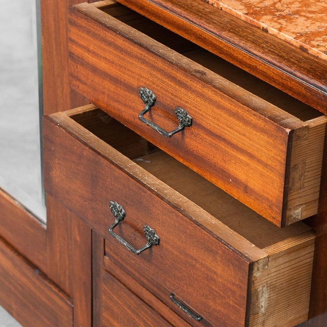 Wooden Wardrobe with Sideboard and Mirror, 1940s For Sale - Image 9 of 11