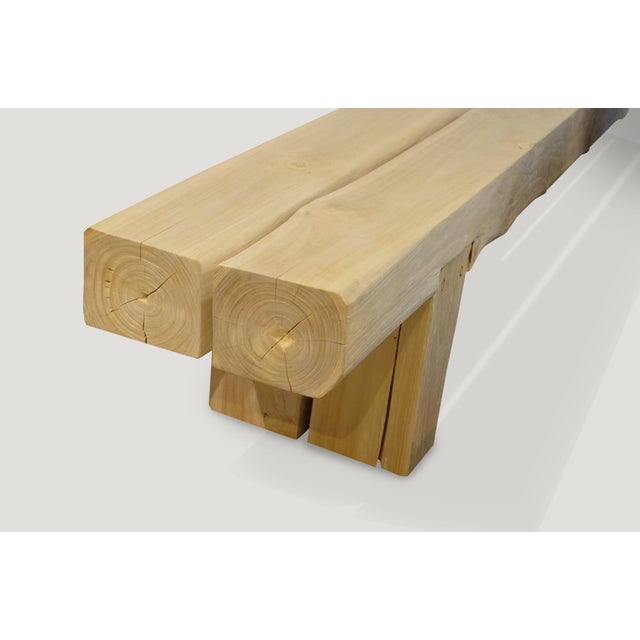 Andrianna Shamaris St. Barts Long Teak Wood Log Bench For Sale - Image 14 of 18