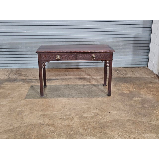 Baker Furniture Company Late 20th Century Baker Historic Charleston Chinese Chippendale Mahogany Writing Desk For Sale - Image 4 of 16