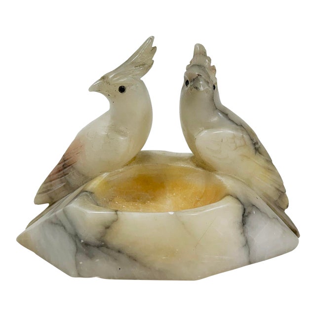 Vintage Alabaster Bird Trinket Dish For Sale