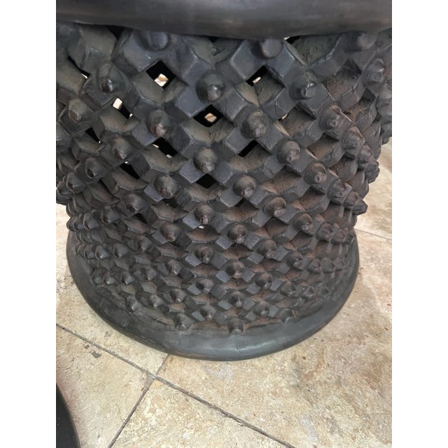 Brown Late 20th Century African Spider Bamileke Wood Table/ Stool - A Pair For Sale - Image 8 of 11