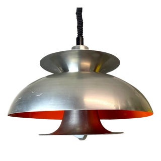 Modern Scandinavian Danish Brushed Aluminium Rise and Fall 4-Light Hanging Lamp, 1970s For Sale
