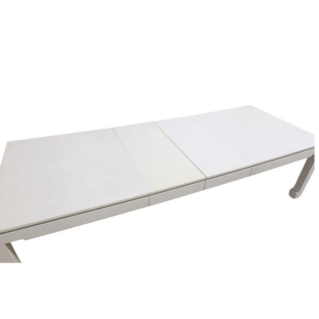 Late 20th Century Karl Springer Style Lacquered Linen Extension Dining Table For Sale - Image 5 of 5