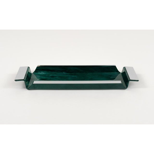 Plastic Mid-Century Serving Tray in Acrylic Marble Effect and Chrome from Janetti, 1970s For Sale - Image 7 of 18