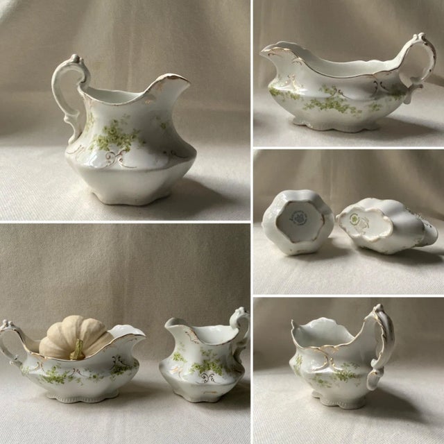 ….Green Floral & Vine Pattern with Classical Details - Perfect Serving Duo Discovered at a charming Norwich, Vermont...