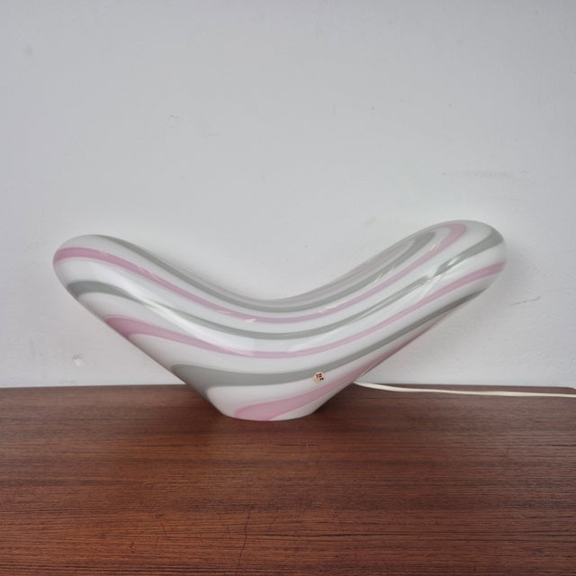 Postmodern Glass Art Crescent Shaped Table Lamp from Vetri-Murano, 1960s For Sale - Image 3 of 14