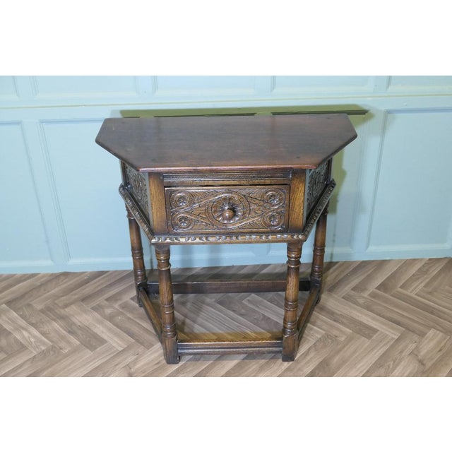 Gothic Carved Oak Credence Table, 1900s For Sale - Image 3 of 8