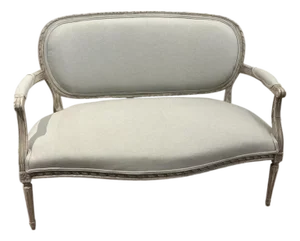 19th Century French Petite Settee New Upholstery